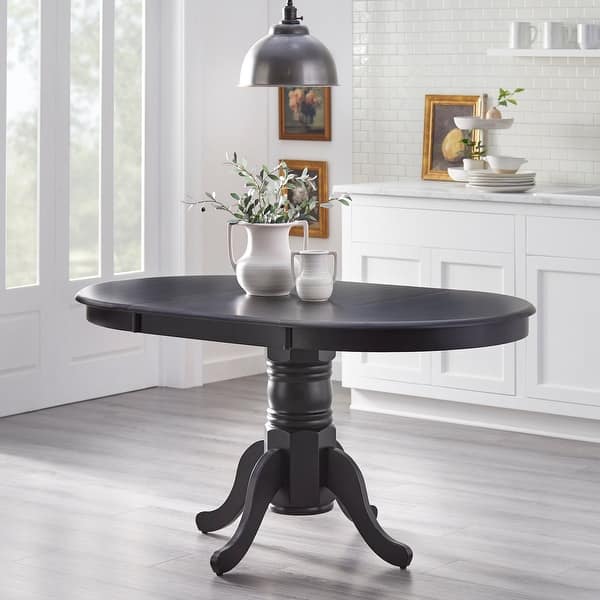 slide 2 of 20, Simple Living Carolina Farmhouse Solid Wood Dining Table with Leaf Matte Black