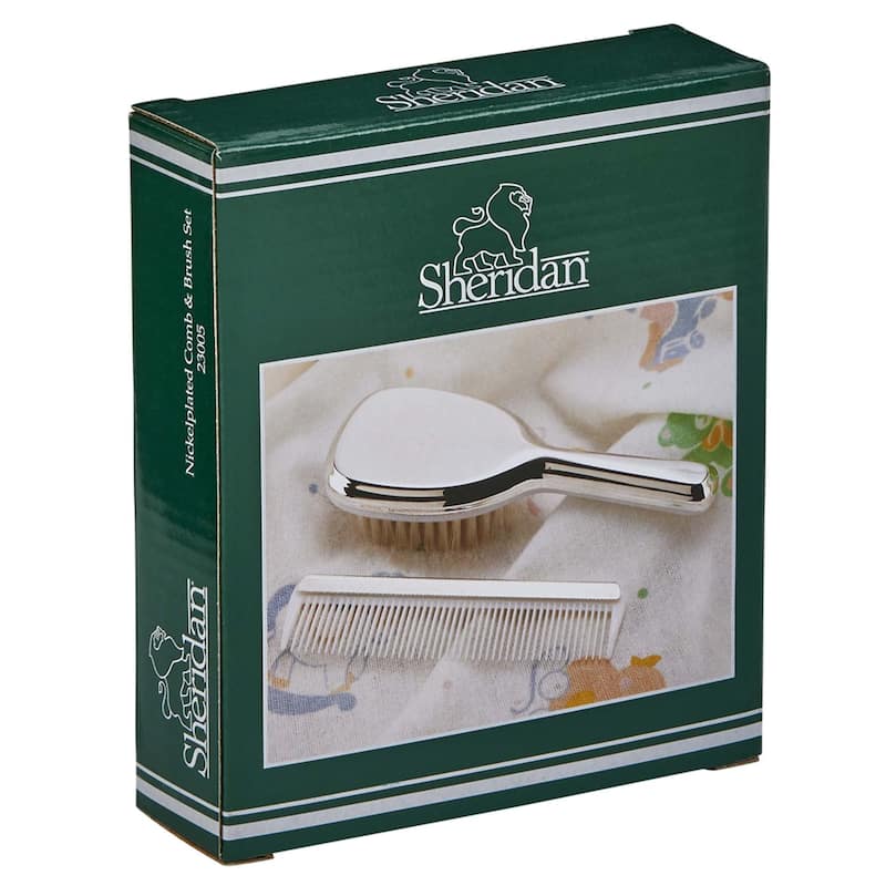 Set of 2 Bright Nickel-Plated Non-Tarnish Comb And Brush For Girls, 5" - One Size