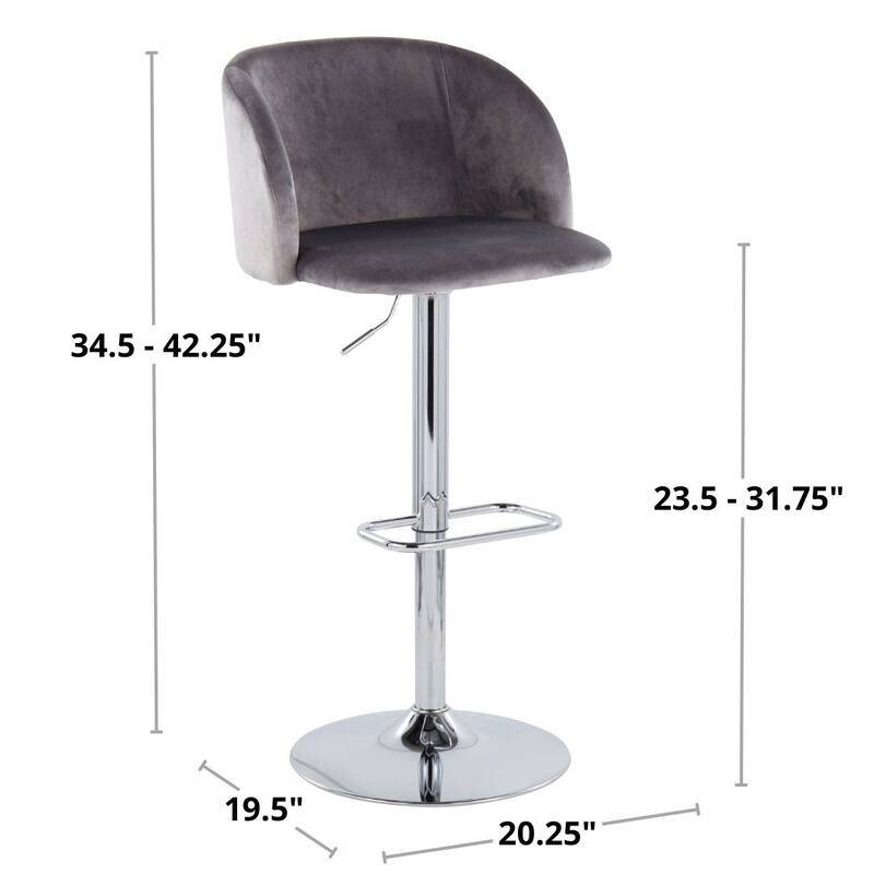 Silver Orchid Harding Adjustable Bar Stool with Rounded Rectangle Footrest (Set of 2)
