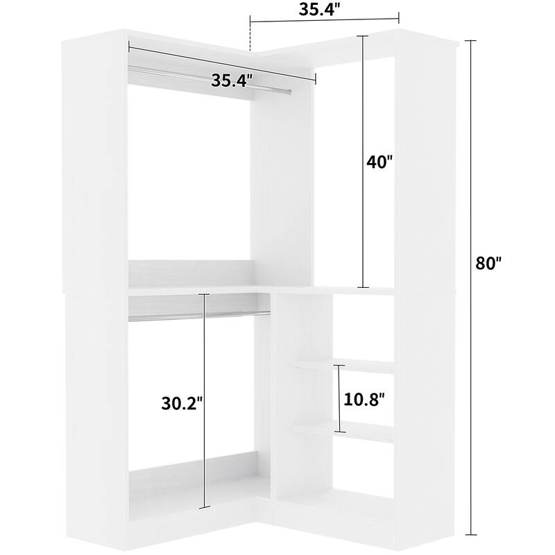 Cimly Set of 3 Corner Closet System with Drawers and Mirror, Multi-functional Closet Organizer with Shoe Racks