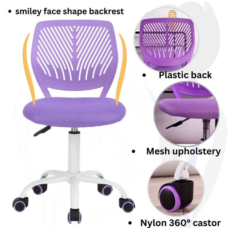 HomyLin Armless Swivel Kids Desk Chair with Mesh Padded Seating