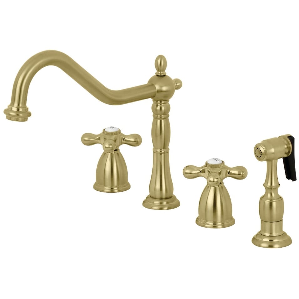 Shop Black Friday Deals On Kingston Brass Kb179axbs Heritage 18 Gpm Widespread Kitchen Faucet Overstock 32311492