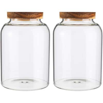Large Glass Food Storage Container with Airtight Wooden Lid