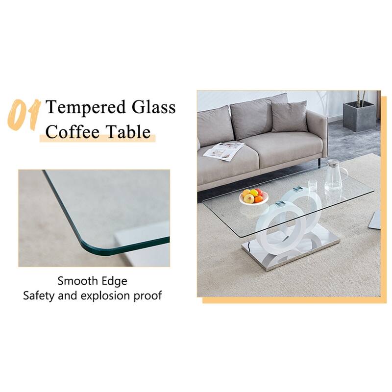 Glass Top Coffee Table with MDF Base for Living Rooms and Lounge Areas