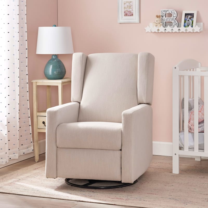 Christopher Knight Home - Hounker Contemporary Upholstered Swivel Recliner - Beige+Black