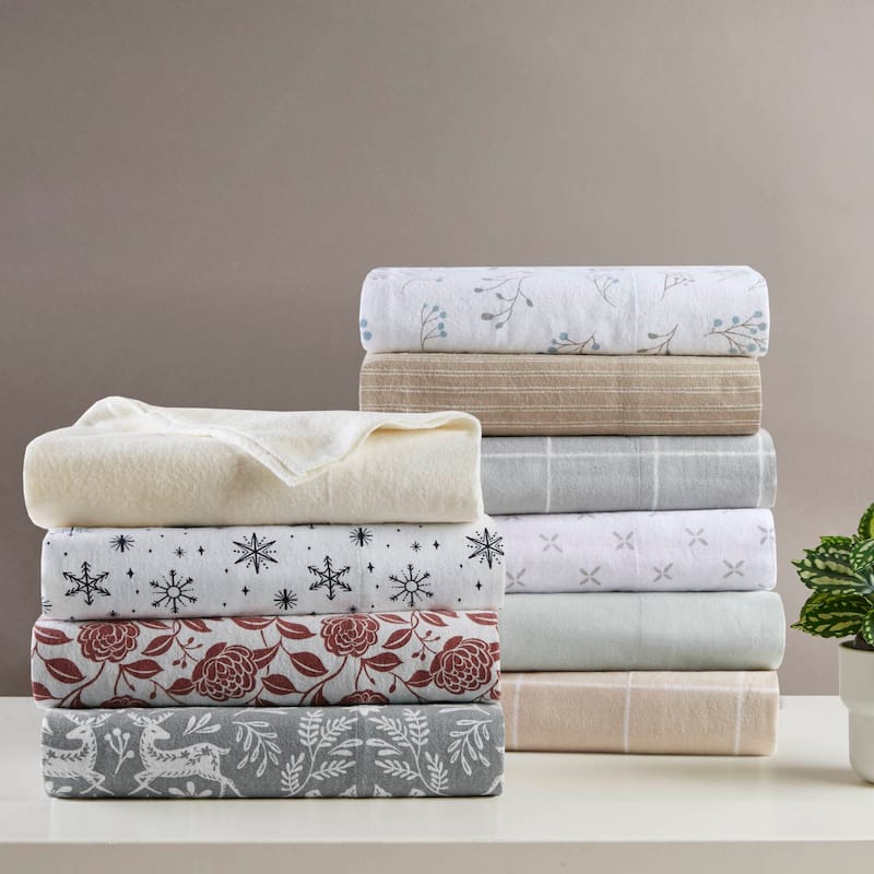 Madison Park Cozy Cotton Flannel Printed Sheet Set