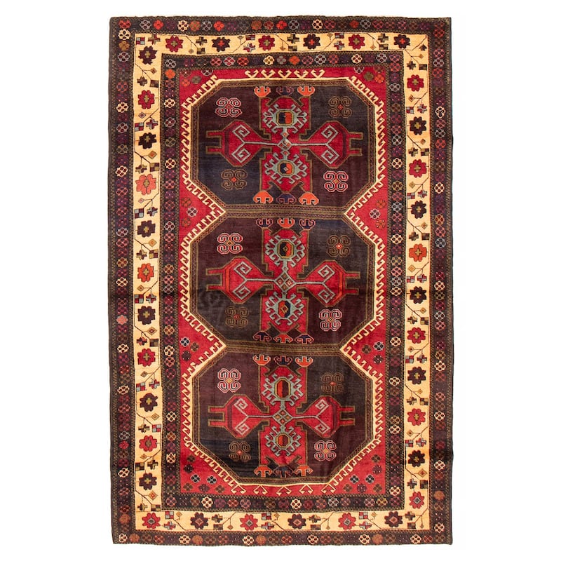 Teimani Red Rug 4'3" x 6'7" - 4'3 x 6'7 - Red - 4'3 x 6'7
