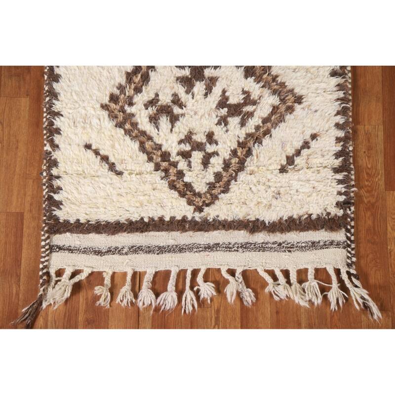 Geometric Anatolian Runner Rug Handmade Wool Carpet - 2'11"x 10'8"