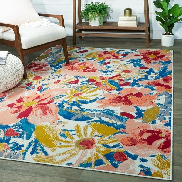 Watercolor Colorful Wild Flowers Round Floor Mat Rug Bedroom Carpet Area Rugs 
