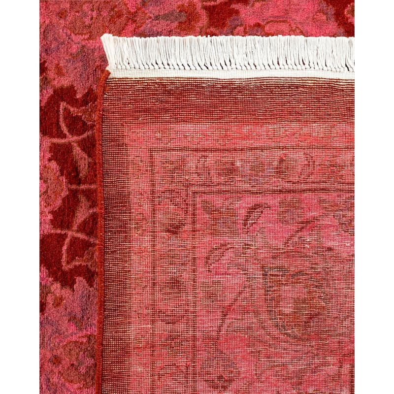 Overton Hand Knotted Wool Vintage Inspired Modern Contemporary Overdyed Red Area Rug - 6' 2" x 8' 10"