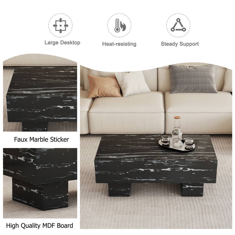 43.3" Modern Rectangular Coffee Table with Sturdy MDF Support Legs for Living Room