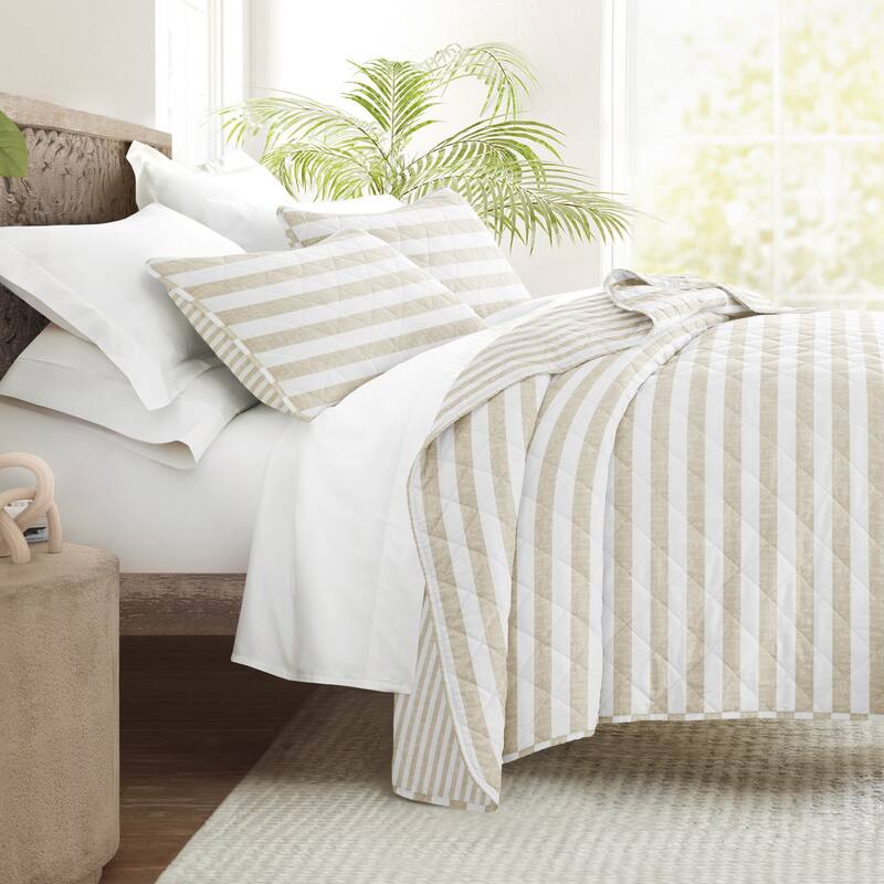 Becky Cameron All Season 3 Piece Striped Reversible Quilt Set