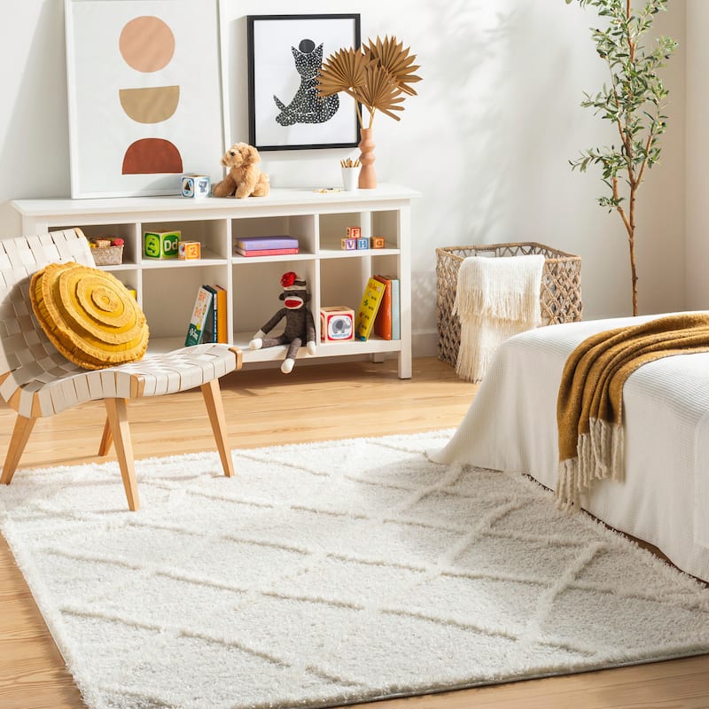 Livabliss Rodos Boho Trellis Plush Area Rug - 7' 10" x 10' - Ivory