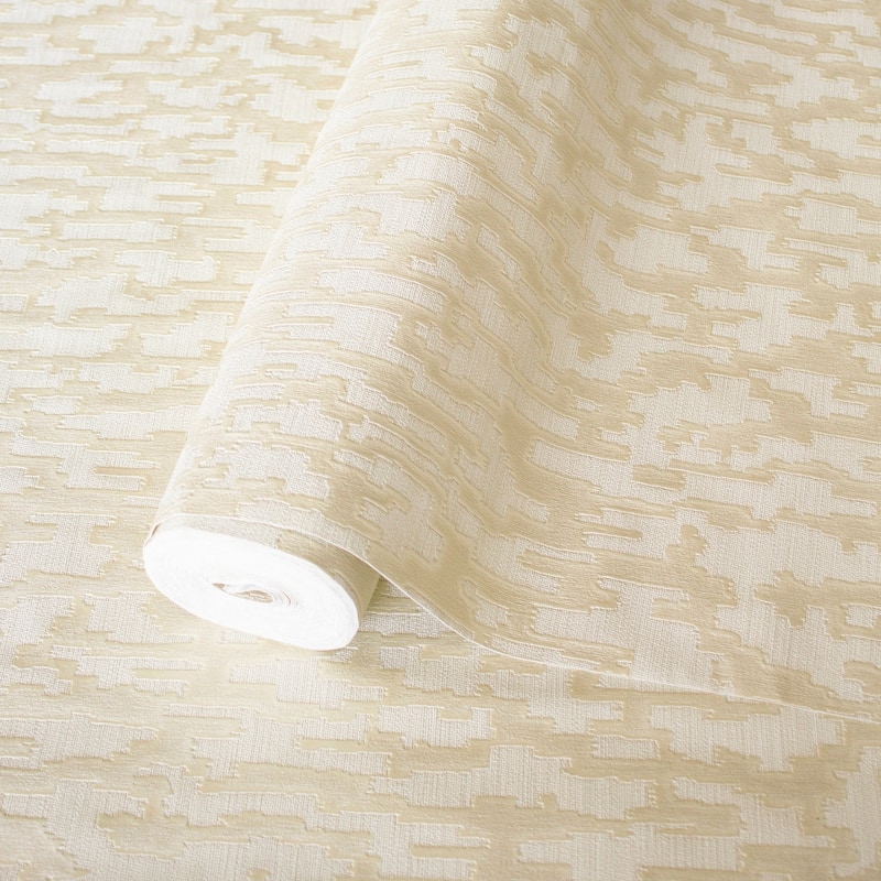 Abstract Metallic Accents Glam Solid Color Wallpaper - Cream