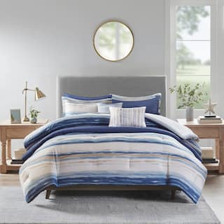 Madison Park Marina 8 Piece Printed Seersucker Comforter and Quilt Set Collection
