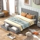 preview thumbnail 2 of 7, Modern Queen Size Platform Bed with Drawers - Elegant Bed Frame with Extra Support Legs and Storage Space