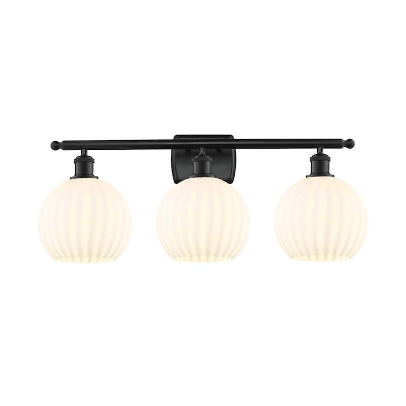 Innovations Lighting 516-3W-11-28-White Venetian-Bathroom Vanity Light - Matte Black / White Venetian