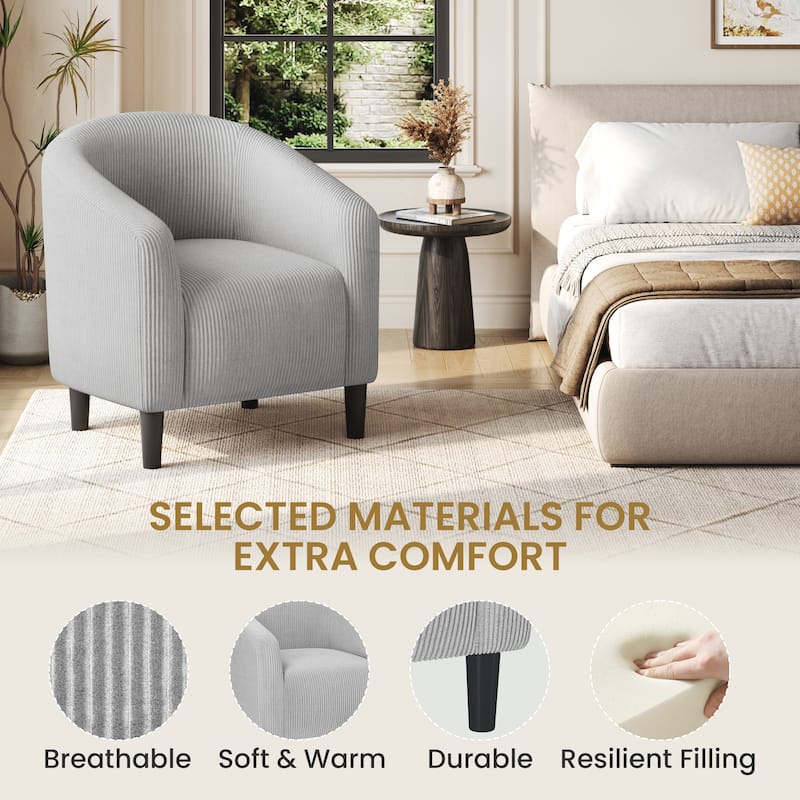 Yaheetech Upholstered Corduroy Fabric Accent Chair Barrel Chair