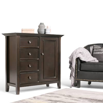 WYNDENHALL Halifax SOLID WOOD 37 inch Wide Transitional Medium Storage Cabinet - 37"w x 17"d x 36" h