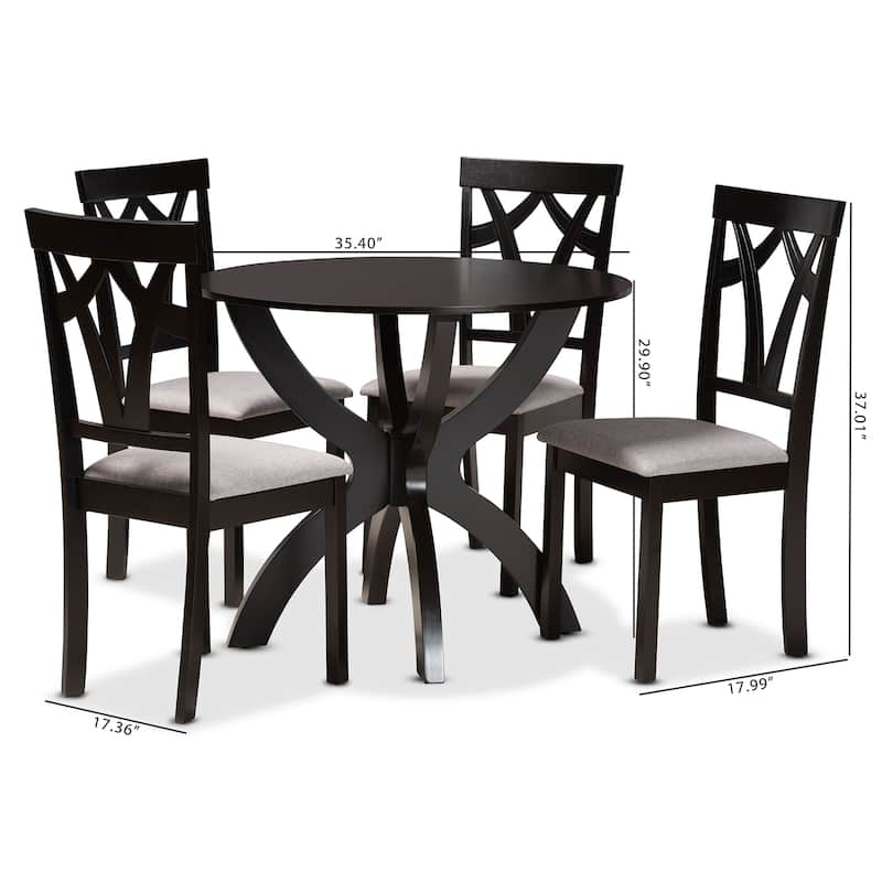Rasa Modern and Contemporary 5-Piece Wood Dining Set-Grey/Dark Brown