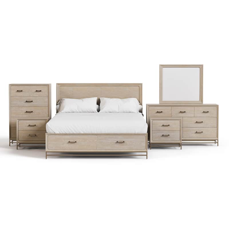 Furniture of America Drayden Transitional Oak Solid Wood 6-Piece Bedroom Set