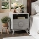 preview thumbnail 8 of 23, Fluted Nightstand with Charging Station, Modern 19.6in Wide End Table Wood Bedside Table with 2 Drawers for Bedroom