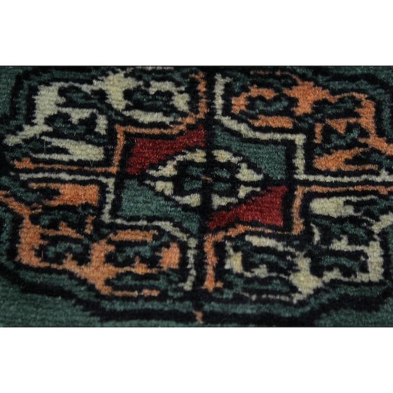 Rustic Bokhara Le Green/Black Hand Knotted Wool Runner - 2'7'' x 11'6''