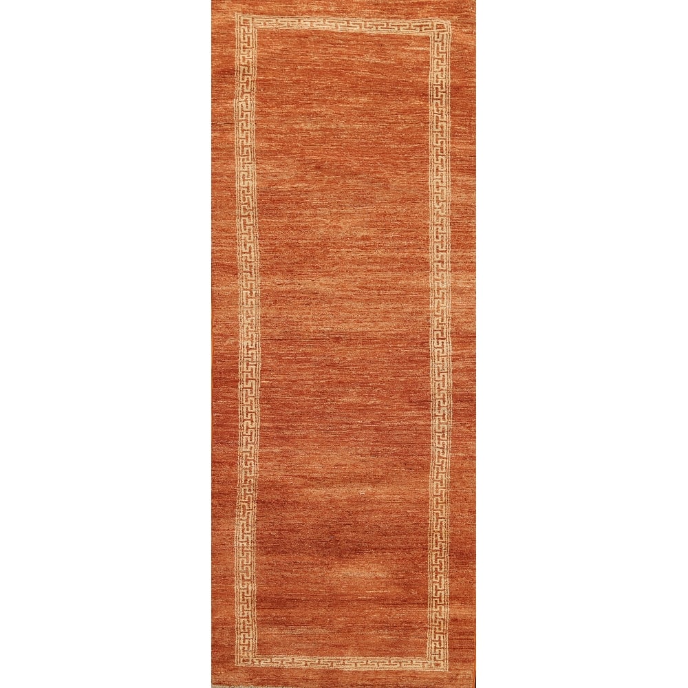 Orange Oriental Gabbeh Kashkoli Runner Rug Hand-knotted Wool Carpet - 2'7" x 9'0"