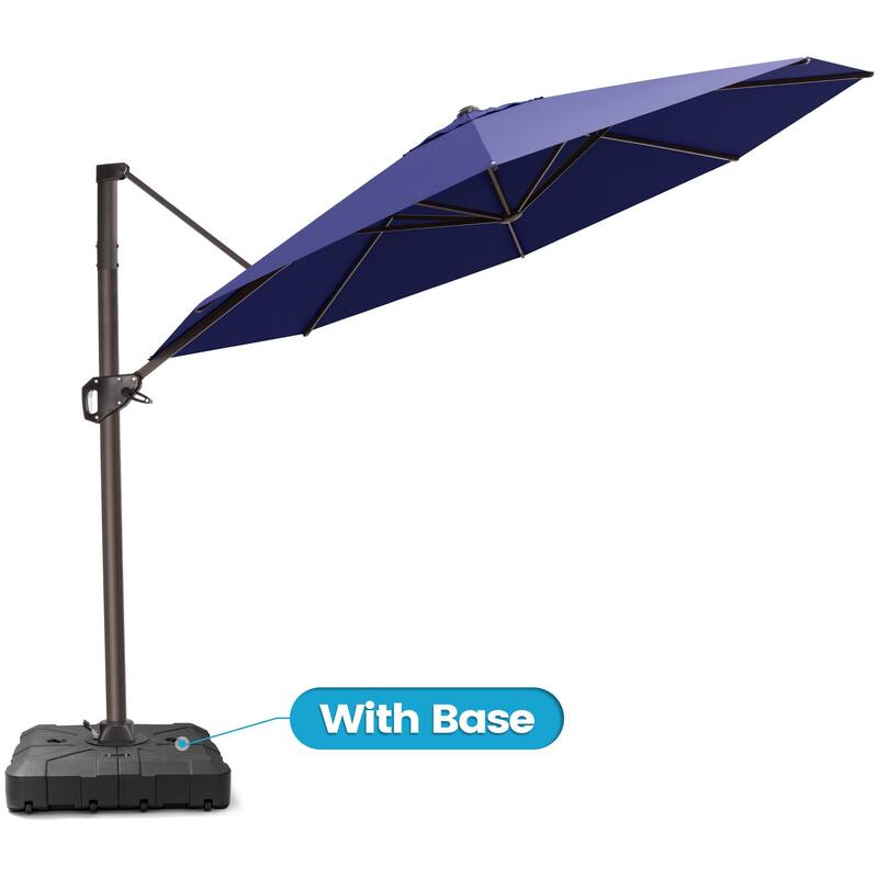 11 Ft Outdoor Patio Cantilever 360 Degree Rotation Offset Umbrella with Weighted Base