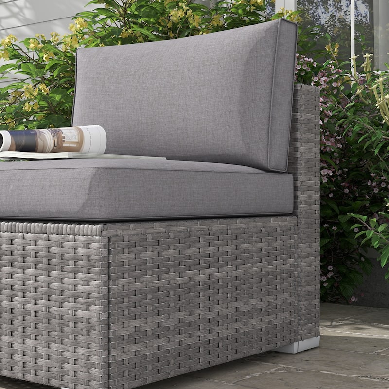 Outdoor 3-Piece Wicker Sofa Set with Ottoman