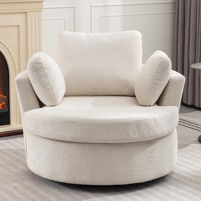 Round Swivel Chair Cozy Club 360 degrees Swivel Sofa with 3 Pillows Fabric for Living Room Lounge Hotel 40.2D X 42.1W X 34.3H
