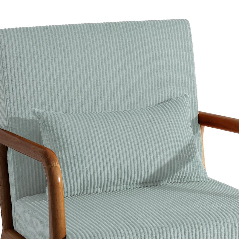 25" W Mid Century Upholstered Wood Accent Chair with Pillow set of 2