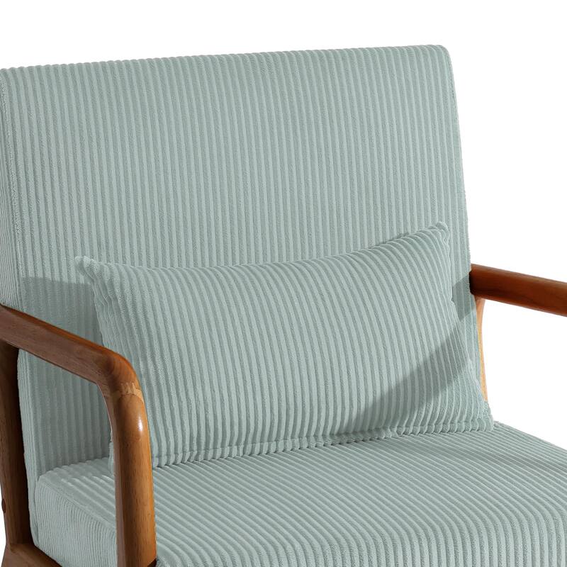 25" W Mid Century Upholstered Wood Accent Chair with Pillow