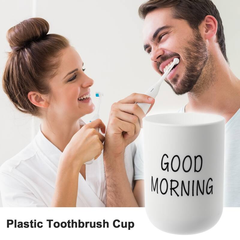 Bathroom Toothbrush Tumblers Plastic Toothbrush Cups 3.94"x2.83" - White