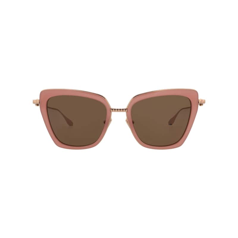 Valentino Cat Eye-Frame Acetate and Metal Sunglasses - Pink-Gold-Brown - Multi - Brown Lens