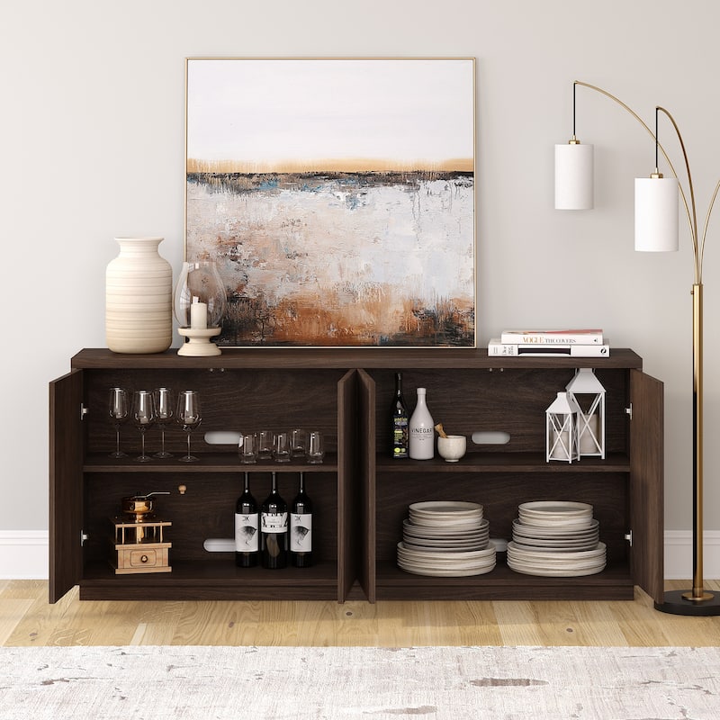 Alston 68" Wide Rectangular Fluted Buffet Table - 68" Wide