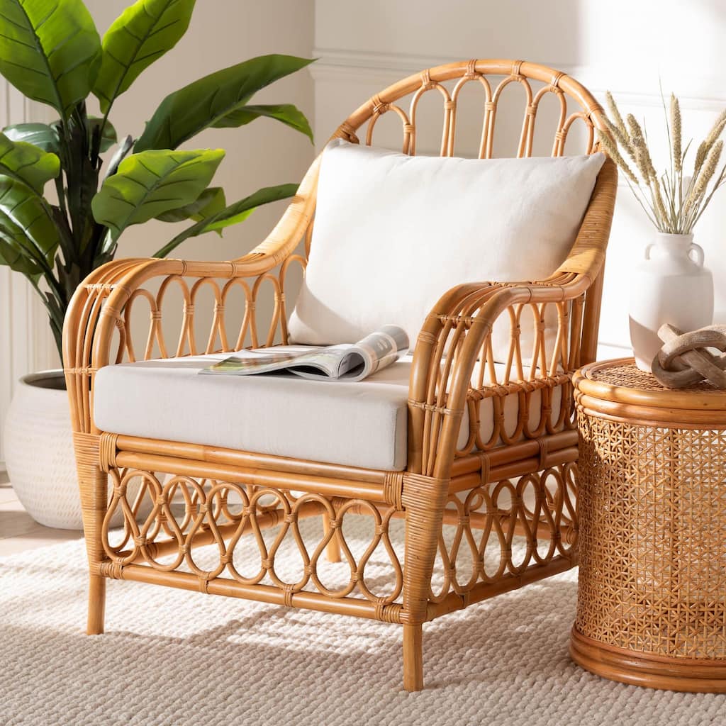 Reina Bohemian Light Honey Rattan Arm Chair