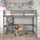 preview thumbnail 1 of 25, Full Loft Bed Pine Kids Bed with Desk Shelves and Ladder, Grey Grey