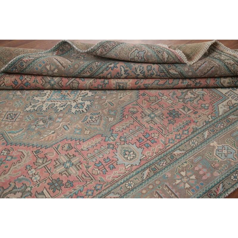 Hand Knotted Oriental 100% Wool Carpet Traditional Medallion Pink Tabriz Area Rug - 9' 7'' X 6' 7''