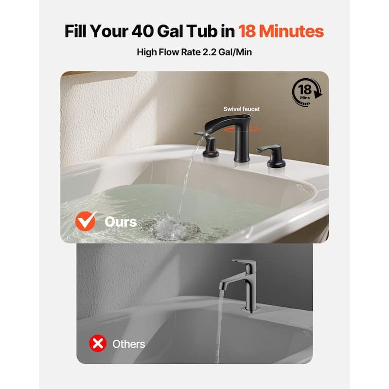 Oil-Rubbed Bronze Deck Mount Roman Tub Faucet with Dual-Handle and High-Flow 2.38 GPM - 6.30” x 2.24” x 8.86”