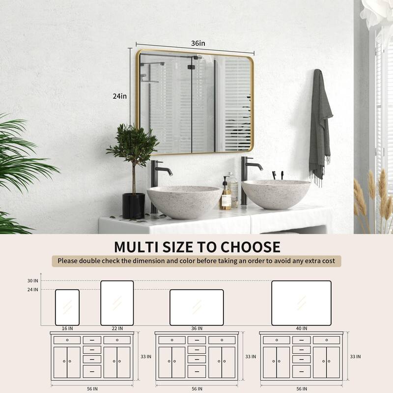 Rectangle Bathroom Vanity Mirror with Metal Frame(Vertical/Horizontal)