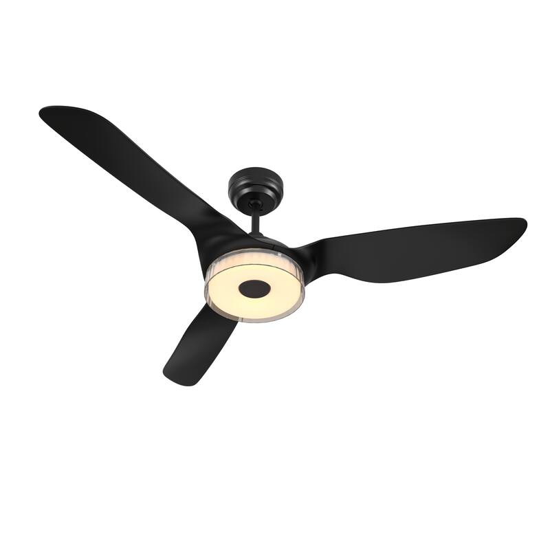 CARRO Felix 56" ABS 3-Blade Indoor Black Smart Ceiling Fan with Light and Remote