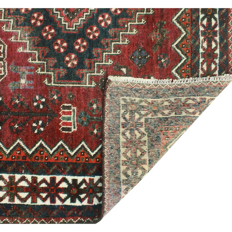Vintage Distressed Ajlah Burgundy/Ivory Rug - 4'11" x 7'4"