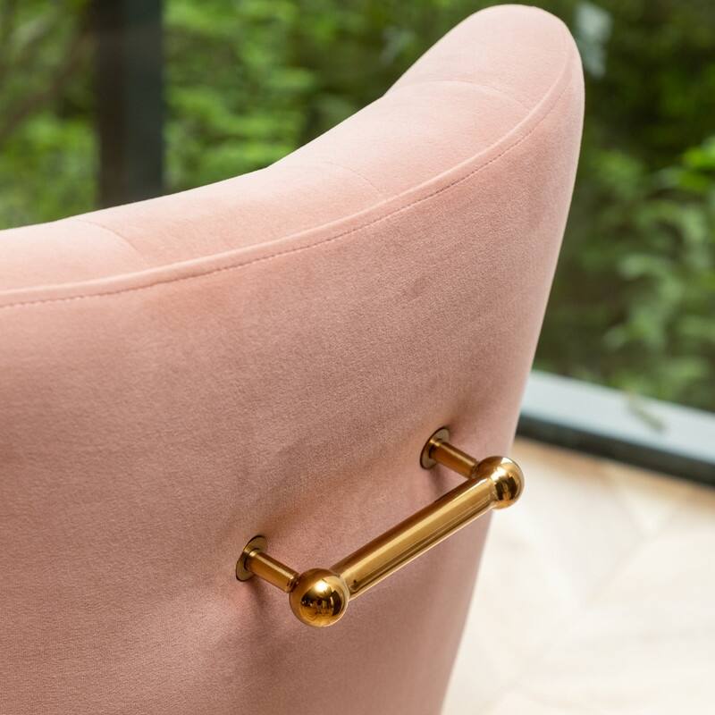 SEYNAR Modern Boucle Velvet Upholstered Accent Dining Chair Set of 2 Tufted Back Armless Chair with Golden Legs
