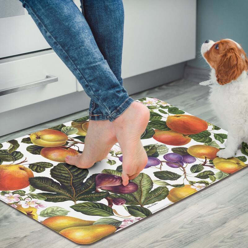 Highland Home Fruit & Blossoms 30” x 20” Decorative Vinyl Comfort Floor Mat Manufactured in The USA, Waterproof, Easy to Clean