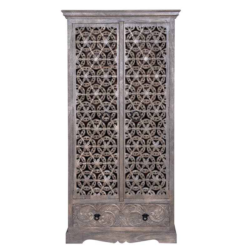 Maadze Mandolin 70.6" High Carved Armoire with Shelves and Drawers