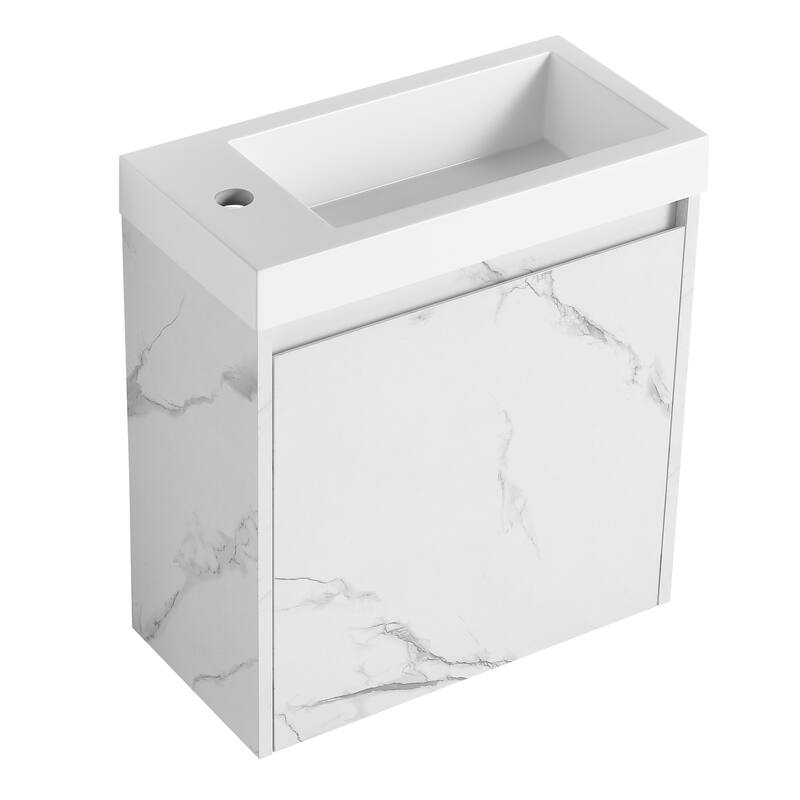 GDFStudio - Milo Modern Wall-Mounted Bathroom Vanity with White Resin Sink and Soft-Close Cabinet Door