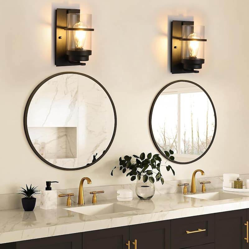 1-light vanity light sandy black wall light glass, iron bedroom light