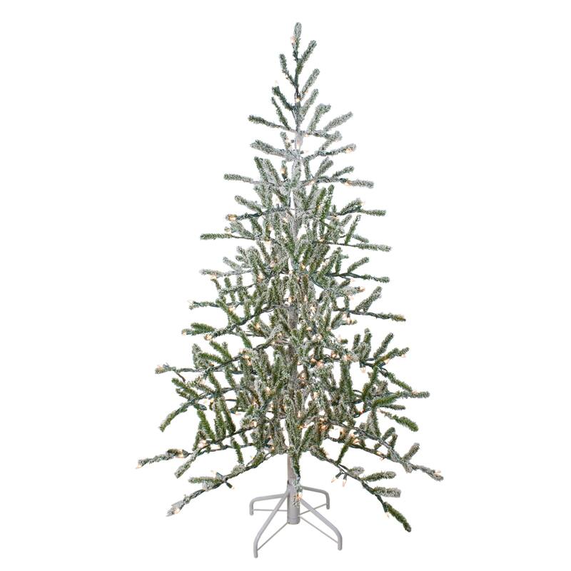 5' Medium Flocked Alpine Twig Artificial Christmas Tree white Lights - 5 Foot