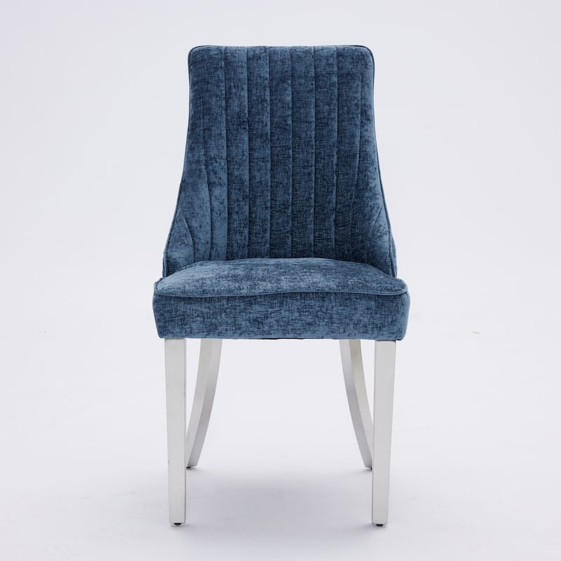 Kitchen Armless Upholstered Dining Chair with Metal Legs, Set of 2